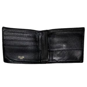 CELINE Authentic Black 100% Genuine Lambskin Leather Bifold Wallet